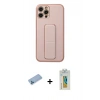 MARSİLYAN™- iPhone 12 Pro Kılıf Akış Doku - Siyah Polymer Nano Ekran Koruyucu + Mavi Shine Kamera Lens Koruma Cam