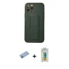 MARSİLYAN™- iPhone 12 Pro Kılıf Akış Doku - Siyah Polymer Nano Ekran Koruyucu + Mavi Shine Kamera Lens Koruma Cam
