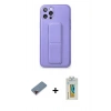 MARSİLYAN™- iPhone 12 Pro Kılıf Akış Doku - Siyah Polymer Nano Ekran Koruyucu + Metal Kamera Lens Koruma Cam - KI