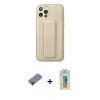 MARSİLYAN™- iPhone 12 Pro Kılıf Akış Doku - Siyah Polymer Nano Ekran Koruyucu + Metal Kamera Lens Koruma Cam - KI