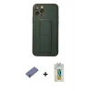 MARSİLYAN™- iPhone 12 Pro Kılıf Akış Doku - Siyah Polymer Nano Ekran Koruyucu + Metal Kamera Lens Koruma Cam - GD