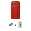 MARSİLYAN™- iPhone 12 Pro Kılıf Akış Doku - Siyah Polymer Nano Ekran Koruyucu + Metal Kamera Lens Koruma Cam - GD