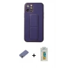 MARSİLYAN™- iPhone 12 Pro Kılıf Akış Doku - Siyah Polymer Nano Ekran Koruyucu + Metal Kamera Lens Koruma Cam - GD