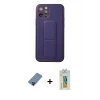 MARSİLYAN™- iPhone 12 Pro Kılıf Akış Doku - Siyah Polymer Nano Ekran Koruyucu + Metal Kamera Lens Koruma Cam - MI
