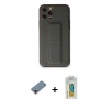 MARSİLYAN™- iPhone 12 Pro Kılıf Akış Doku - Siyah Polymer Nano Ekran Koruyucu + Metal Kamera Lens Koruma Cam - KI