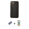 MARSİLYAN™- iPhone 12 Pro Kılıf Akış Doku - Siyah Polymer Nano Ekran Koruyucu + Metal Kamera Lens Koruma Cam - GD