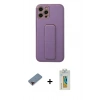 MARSİLYAN™- iPhone 12 Pro Kılıf Akış Doku - Siyah Polymer Nano Ekran Koruyucu + Metal Kamera Lens Koruma Cam - KI