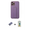 MARSİLYAN™- iPhone 12 Pro Kılıf Akış Doku - Siyah Polymer Nano Ekran Koruyucu + Metal Kamera Lens Koruma Cam - GD