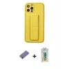 MARSİLYAN™- iPhone 12 Pro Kılıf Akış Doku - Siyah Polymer Nano Ekran Koruyucu + Metal Kamera Lens Koruma Cam - GD