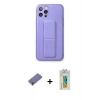 MARSİLYAN™- iPhone 12 Pro Kılıf Akış Doku - Siyah Polymer Nano Ekran Koruyucu + Metal Kamera Lens Koruma Cam - GD