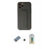 MARSİLYAN™- iPhone 12 Pro Kılıf Akış Doku - Siyah Polymer Nano Ekran Koruyucu + Metal Kamera Lens Koruma Cam - MR