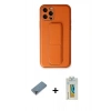MARSİLYAN™- iPhone 12 Pro Kılıf Akış Doku - Siyah Polymer Nano Ekran Koruyucu + Metal Kamera Lens Koruma Cam - MR