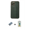 MARSİLYAN™- iPhone 12 Pro Kılıf Akış Doku - Siyah Polymer Nano Ekran Koruyucu + Metal Kamera Lens Koruma Cam - MR