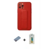 MARSİLYAN™- iPhone 12 Pro Kılıf Akış Doku - Siyah Polymer Nano Ekran Koruyucu + Shine Kamera Lens Koruma Cam - PE
