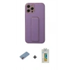 MARSİLYAN™- iPhone 12 Pro Kılıf Akış Doku - Siyah Polymer Nano Ekran Koruyucu + Shine Kamera Lens Koruma Cam - PE