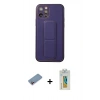 MARSİLYAN™- iPhone 12 Pro Kılıf Akış Doku - Siyah Polymer Nano Ekran Koruyucu + Shine Kamera Lens Koruma Cam - PE