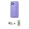 MARSİLYAN™- iPhone 12 Pro Kılıf Akış Doku - Siyah Polymer Nano Ekran Koruyucu + Rainbow Kamera Lens Koruma Cam - GD