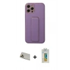 MARSİLYAN™- iPhone 12 Pro Kılıf Akış Doku - Siyah Polymer Nano Ekran Koruyucu + Rainbow Kamera Lens Koruma Cam - GD