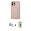 MARSİLYAN™- iPhone 12 Pro Kılıf Akış Doku - Siyah Polymer Nano Ekran Koruyucu + Rainbow Kamera Lens Koruma Cam - GD