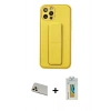 MARSİLYAN™- iPhone 12 Pro Kılıf Akış Doku - Siyah Polymer Nano Ekran Koruyucu + Rainbow Kamera Lens Koruma Cam - GD