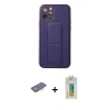 MARSİLYAN™- iPhone 12 Pro Kılıf Akış Doku - Siyah Polymer Nano Ekran Koruyucu + Renkli Kamera Lens Koruma Cam - TU