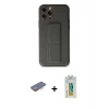 MARSİLYAN™- iPhone 12 Pro Kılıf Akış Doku - Siyah Polymer Nano Ekran Koruyucu + Renkli Kamera Lens Koruma Cam - TU