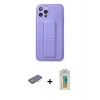 MARSİLYAN™- iPhone 12 Pro Kılıf Akış Doku - Siyah Polymer Nano Ekran Koruyucu + Renkli Kamera Lens Koruma Cam - TU