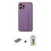 MARSİLYAN™- iPhone 12 Pro Kılıf Akış Doku - Siyah Polymer Nano Ekran Koruyucu + Renkli Kamera Lens Koruma Cam - MI