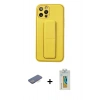 MARSİLYAN™- iPhone 12 Pro Kılıf Akış Doku - Siyah Polymer Nano Ekran Koruyucu + Renkli Kamera Lens Koruma Cam - MI