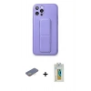 MARSİLYAN™- iPhone 12 Pro Kılıf Akış Doku - Siyah Polymer Nano Ekran Koruyucu + Renkli Kamera Lens Koruma Cam - SI