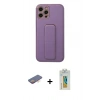 MARSİLYAN™- iPhone 12 Pro Kılıf Akış Doku - Siyah Polymer Nano Ekran Koruyucu + Renkli Kamera Lens Koruma Cam - TU