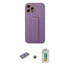 MARSİLYAN™- iPhone 12 Pro Kılıf Akış Doku - Siyah Polymer Nano Ekran Koruyucu + Renkli Kamera Lens Koruma Cam - SI
