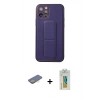 MARSİLYAN™- iPhone 12 Pro Kılıf Akış Doku - Siyah Polymer Nano Ekran Koruyucu + Renkli Kamera Lens Koruma Cam - SI