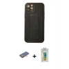 MARSİLYAN™- iPhone 12 Pro Kılıf Akış Doku - Siyah Polymer Nano Ekran Koruyucu + Renkli Kamera Lens Koruma Cam - TU