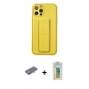 MARSİLYAN™- iPhone 12 Pro Kılıf Akış Doku - Siyah Polymer Nano Ekran Koruyucu + Renkli Kamera Lens Koruma Cam - TU