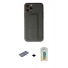 MARSİLYAN™- iPhone 12 Pro Kılıf Akış Doku - Siyah Polymer Nano Ekran Koruyucu + Renkli Kamera Lens Koruma Cam - MI