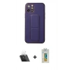 MARSİLYAN™- iPhone 12 Pro Kılıf Akış Doku - Siyah Polymer Nano Ekran Koruyucu + Kamera Lens Koruma Cam - SF