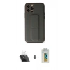 MARSİLYAN™- iPhone 12 Pro Kılıf Akış Doku - Siyah Polymer Nano Ekran Koruyucu + Kamera Lens Koruma Cam - SF