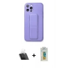 MARSİLYAN™- iPhone 12 Pro Kılıf Akış Doku - Siyah Polymer Nano Ekran Koruyucu + Kamera Lens Koruma Cam - SF