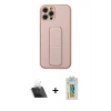 MARSİLYAN™- iPhone 12 Pro Kılıf Akış Doku - Siyah Polymer Nano Ekran Koruyucu + Kamera Lens Koruma Cam - SF