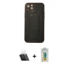 MARSİLYAN™- iPhone 12 Pro Kılıf Akış Doku - Siyah Polymer Nano Ekran Koruyucu + Kamera Lens Koruma Cam - SF