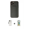 MARSİLYAN™- iPhone 12 Pro Kılıf Akış Doku - Siyah Polymer Nano Ekran Koruyucu + Shine Kamera Lens - GS