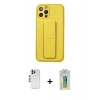 MARSİLYAN™- iPhone 12 Pro Kılıf Akış Doku - Siyah Polymer Nano Ekran Koruyucu + Shine Kamera Lens - GS
