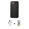 MARSİLYAN™- iPhone 12 Pro Kılıf Akış Doku - Siyah Polymer Nano Ekran Koruyucu + Shine Kamera Lens - GS