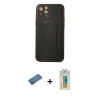 MARSİLYAN™- iPhone 12 Pro Kılıf Akış Doku - Siyah Polymer Nano Ekran Koruyucu + Shine Kamera Lens Koruma Cam - GD