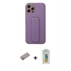 MARSİLYAN™- iPhone 12 Pro Kılıf Akış Doku - Siyah Polymer Nano Ekran Koruyucu + Shine Kamera Lens Koruma Cam - SABE