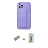 MARSİLYAN™- iPhone 12 Pro Kılıf Akış Doku - Siyah Polymer Nano Ekran Koruyucu + Shine Kamera Lens Koruma Cam - SABE