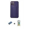 MARSİLYAN™- iPhone 12 Pro Kılıf Akış Doku - Siyah Polymer Nano Ekran Koruyucu + Shine Kamera Lens Koruma Cam - GD