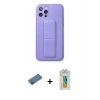 MARSİLYAN™- iPhone 12 Pro Kılıf Akış Doku - Siyah Polymer Nano Ekran Koruyucu + Shine Kamera Lens Koruma Cam - GD