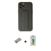 MARSİLYAN™- iPhone 12 Pro Kılıf Akış Doku - Siyah Polymer Nano Ekran Koruyucu + Sierra Blue Shine Kamera Lens Koruma Cam
